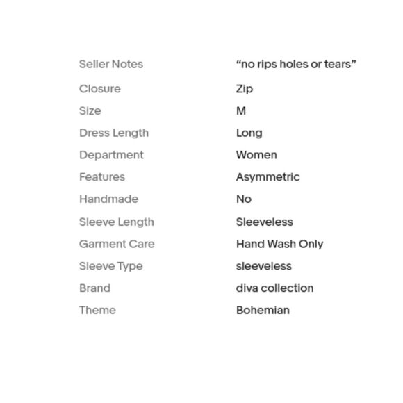 Diva Collection Womens size Medium Sleeveless Maxi Asymetrical bottom Dress E21 - Picture 15 of 16